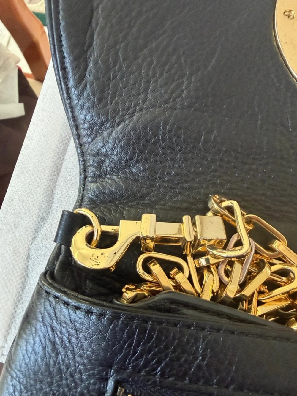 Tory Burch Amanda Convertible Black Pebble Leather Clutch/Crossbody